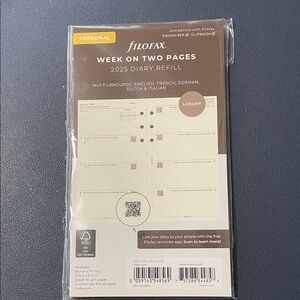 filoFAX Personal 2025 Diary Refill - Brown and White